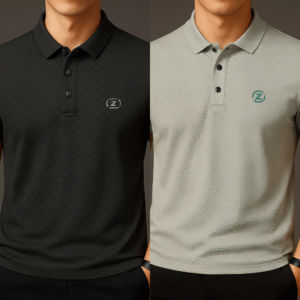 Jacquard Cotton Polo - Black+Ash